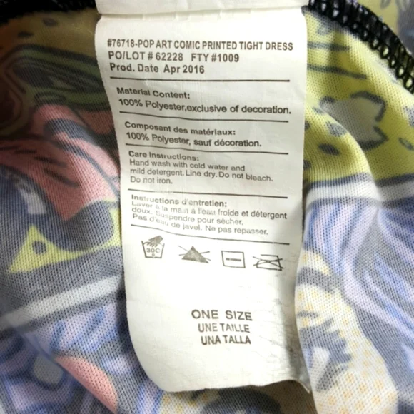 Pop Art Comic Printed Tight Strapless Dress Adult Halloween Party Costume (XS) - Picture 11 of 11